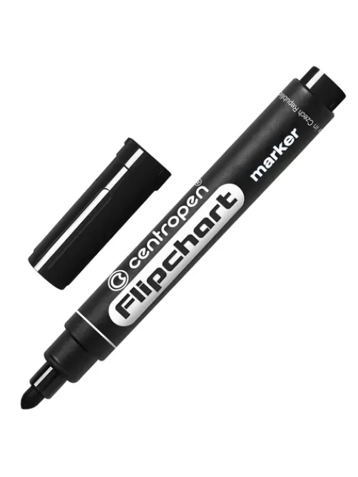 Маркер для бумажного флипчарта ЧЕРНЫЙ CENTROPEN, НЕПРОПИТЫВАЮЩИЙ, 2,5 мм, 8550, 5 8550 0112