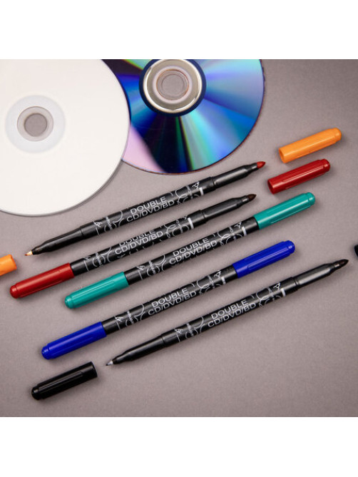 Маркер двусторонний для CD/DVD/BD ЧЕРНЫЙ CENTROPEN, 0,6 мм/2,5 мм, 3616, 636160112
