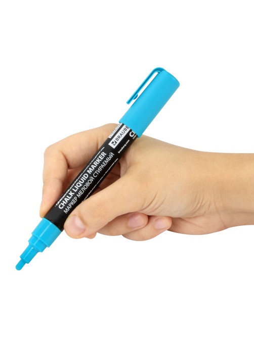 Маркер меловой CHALK LIQUID MARKER, СИНИЙ, 3 мм, стираемый, BRAUBERG 