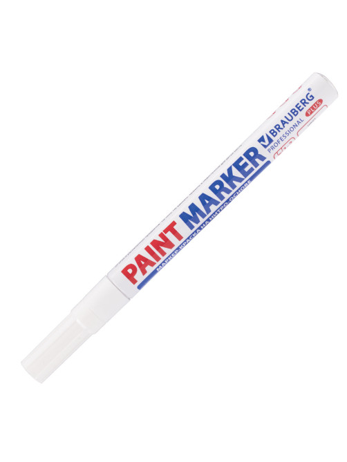 Маркер-краска лаковый (paint marker) 2 мм, БЕЛЫЙ, НИТРО-ОСНОВА, алюминиевый корпус, BRAUBERG PROFESSIONAL PLUS, 151438