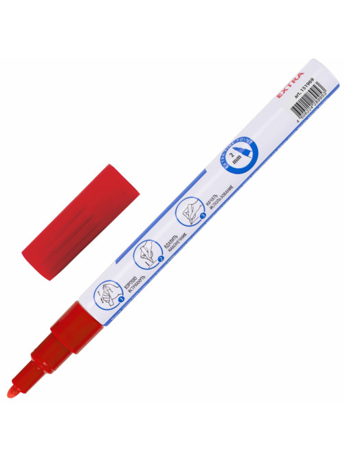 Маркер-краска лаковый EXTRA (paint marker) 2 мм, КРАСНЫЙ, УСИЛЕННАЯ НИТРО-ОСНОВА, BRAUBERG, 151969