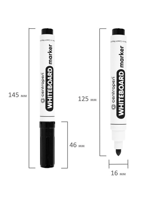 Маркер стираемый для белой доски ЧЕРНЫЙ, CENTROPEN 