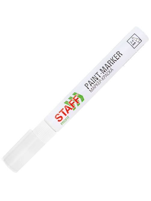 Маркер-краска лаковый (paint marker) 2-4 мм, БЕЛЫЙ, КОМПЛЕКТ 12 ШТУК, НИТРО-ОСНОВА, STAFF PROFIT, для любых поверхностей, 152584