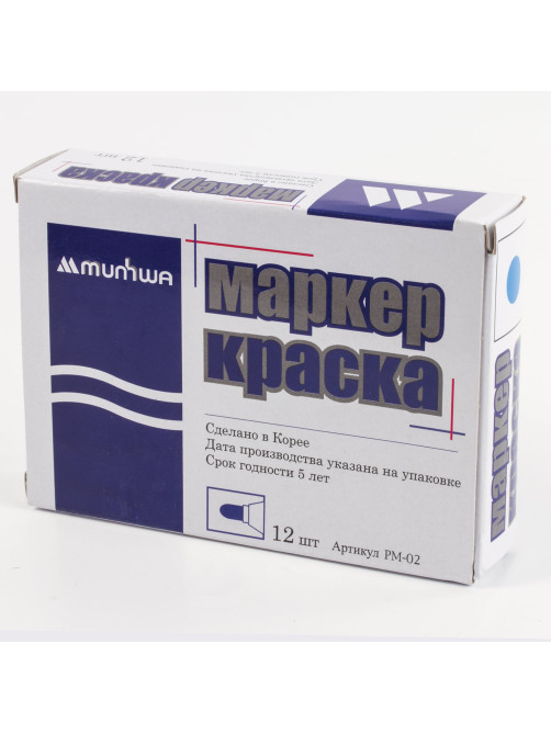 Маркер-краска лаковый (paint marker) MUNHWA, 4 мм, СИНИЙ, нитро-основа, алюминиевый корпус, PM-02
