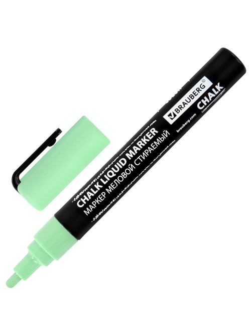 Маркеры меловые CHALK LIQUID MARKER, ПАСТЕЛЬ, НАБОР 8 ЦВЕТОВ, 3 мм, стираемые, BRAUBERG 