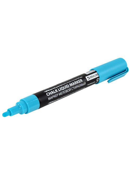 Маркер меловой CHALK LIQUID MARKER, СИНИЙ, 3 мм, стираемый, BRAUBERG 