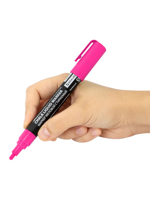 Маркер меловой CHALK LIQUID MARKER, РОЗОВЫЙ, 3 мм, стираемый, BRAUBERG 