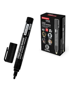 Маркер меловой CHALK LIQUID MARKER, ЧЕРНЫЙ, 3 мм, стираемый, BRAUBERG 