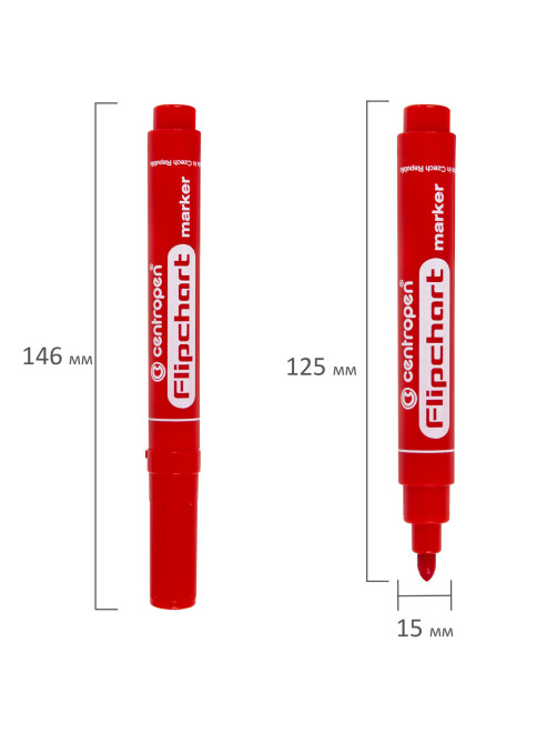 Маркеры для бумажного флипчарта CENTROPEN, НАБОР 4 ЦВЕТА, НЕПРОПИТЫВАЮЩИЕ, 2,5 мм, 8550/4, 5 8550 0402