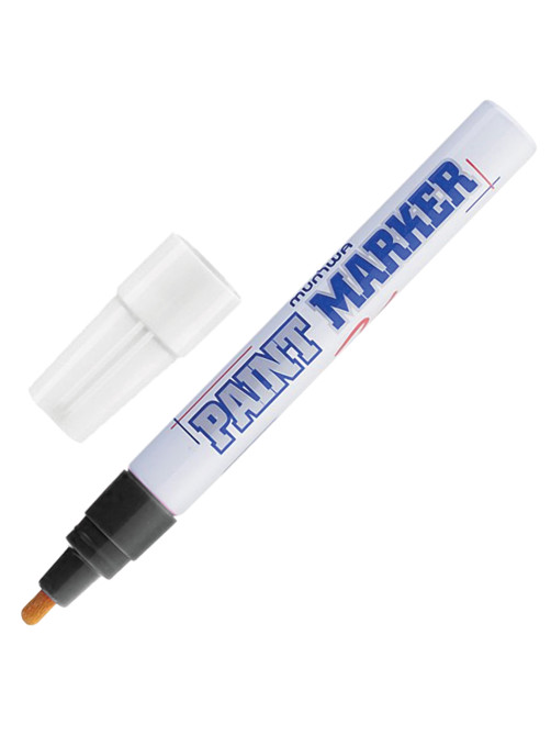 Маркер-краска лаковый (paint marker) MUNHWA, 4 мм, ЧЕРНЫЙ, нитро-основа, алюминиевый корпус, PM-01