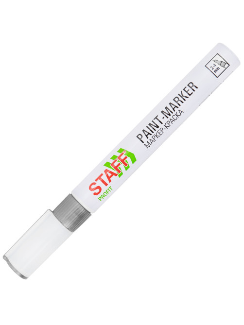 Маркер-краска лаковый (paint marker) 2-4 мм, СЕРЕБРИСТЫЙ, НИТРО-ОСНОВА, STAFF PROFIT, для любых поверхностей, 152580