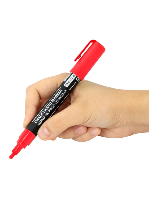 Маркер меловой CHALK LIQUID MARKER, КРАСНЫЙ, 3 мм, стираемый, BRAUBERG 