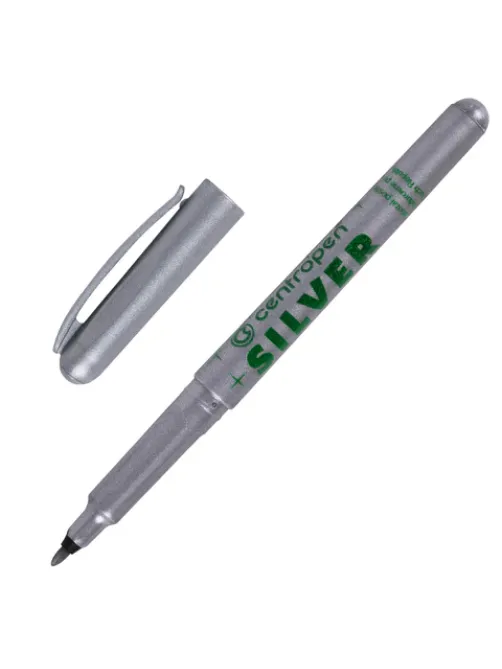 Маркер для декорирования СЕРЕБРЯНЫЙ CENTROPEN, круглый наконечник, 1 мм, 2670, 6 2670 0194