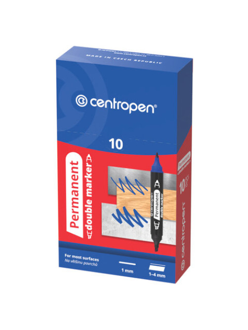 Маркер перманентный двусторонний CENTROPEN 1666, ЧЕРНЫЙ, круглый/скошенный, 1/1-4 мм, 616660112