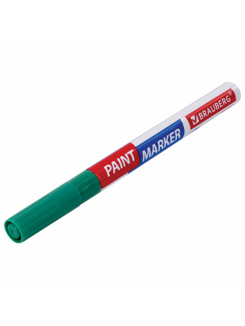 Маркер-краска лаковый EXTRA (paint marker) 2 мм, ЗЕЛЕНЫЙ, УСИЛЕННАЯ НИТРО-ОСНОВА, BRAUBERG, 151974