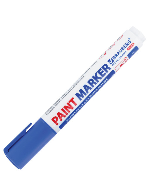 Маркер-краска лаковый (paint marker) 6 мм, СИНИЙ, НИТРО-ОСНОВА, BRAUBERG PROFESSIONAL PLUS EXTRA, 151453