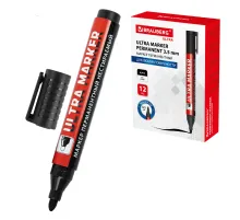 Маркер перманентный ULTRA MARKER, ЧЕРНЫЙ, 3,5 мм, с клипом, BRAUBERG, 152204