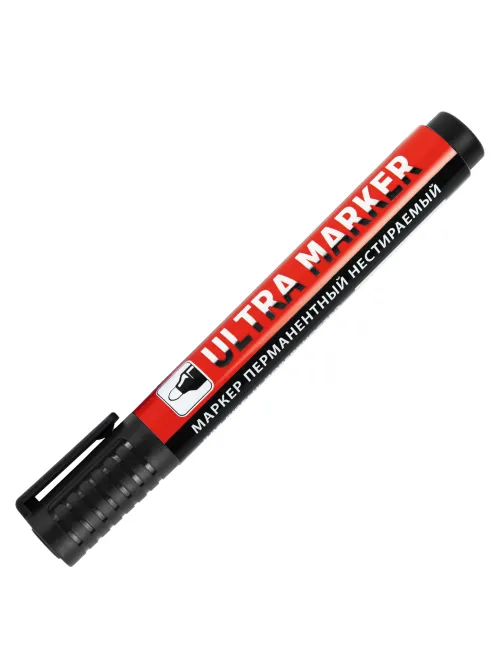 Маркер перманентный ULTRA MARKER, ЧЕРНЫЙ, 3,5 мм, с клипом, BRAUBERG, 152204