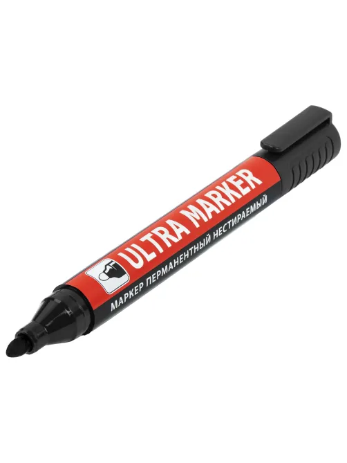 Маркер перманентный ULTRA MARKER, ЧЕРНЫЙ, 3,5 мм, с клипом, BRAUBERG, 152204