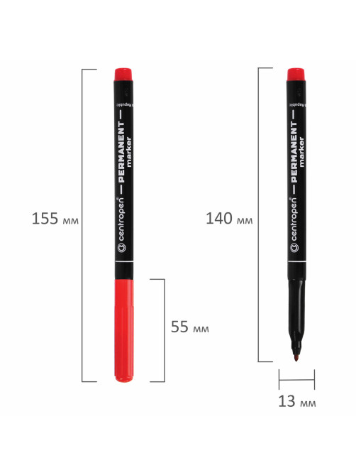 Маркер перманентный CENTROPEN 2536, КРАСНЫЙ, тонкий наконечник, 1 мм, трехгранная зона захвата, 6 2536 0104