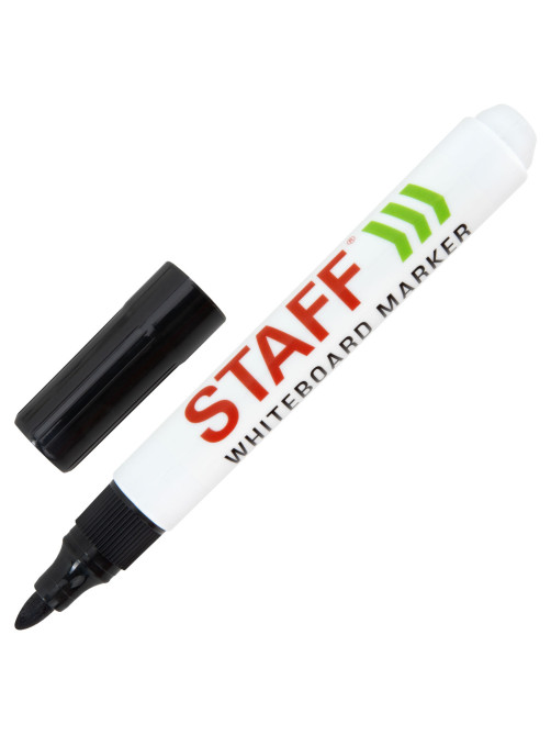Маркер стираемый для белой доски ЧЕРНЫЙ, STAFF 