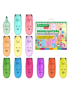 Набор текстовыделителей мини 12 ЦВЕТОВ BRAUBERG KIDS 
