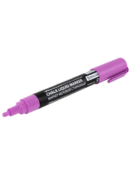 Маркер меловой CHALK LIQUID MARKER, ФИОЛЕТОВЫЙ, 3 мм, стираемый, BRAUBERG 