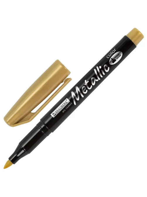 Маркеры для декорирования и рисования ЗОЛОТО и СЕРЕБРО, METALLIC MARKER, линия письма 1-2 мм, BRAUBERG, 152655