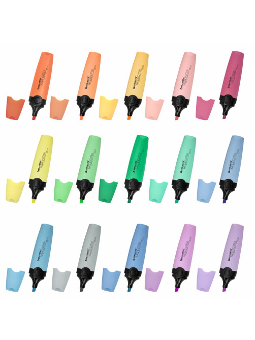 Набор текстовыделителей 15 ПАСТЕЛЬНЫХ ЦВЕТОВ на подставке, BRAUBERG 