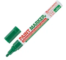 Маркер-краска лаковый (paint marker) 4 мм, ЗЕЛЕНЫЙ, БЕЗ КСИЛОЛА (без запаха), алюминий, BRAUBERG PROFESSIONAL, 150879