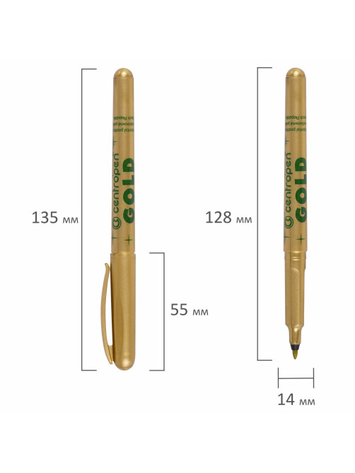 Маркер для декорирования ЗОЛОТОЙ CENTROPEN, круглый наконечник, 1 мм, 2670, 6 2670 0195