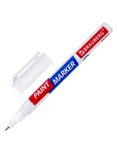 Маркер-краска лаковый EXTRA (paint marker) 1 мм, БЕЛЫЙ, УСИЛЕННАЯ НИТРО-ОСНОВА, BRAUBERG, 151959