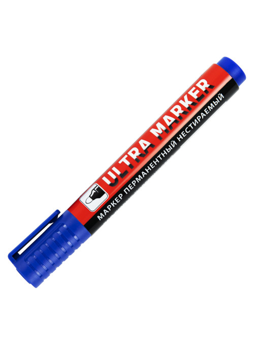 Маркер перманентный ULTRA MARKER, СИНИЙ, 3,5 мм, с клипом, BRAUBERG, 152206