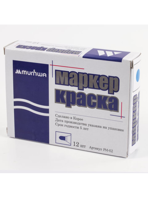 Маркер-краска лаковый (paint marker) MUNHWA, 4 мм, СИНИЙ, нитро-основа, алюминиевый корпус, PM-02