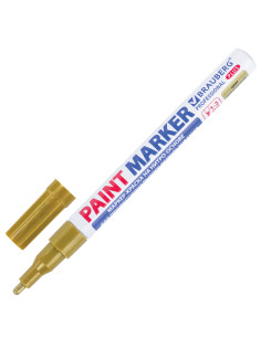 Маркер-краска лаковый (paint marker) 2 мм, ЗОЛОТОЙ, НИТРО-ОСНОВА, алюминиевый корпус, BRAUBERG PROFESSIONAL PLUS, 151443