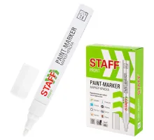 Маркер-краска лаковый (paint marker) 2-4 мм, БЕЛЫЙ, НИТРО-ОСНОВА, STAFF PROFIT, для любых поверхностей, 152577