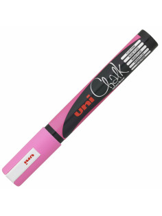 Маркер меловой UNI Chalk, 1,8-2,5 мм, РОЗОВЫЙ, влагостираемый, для гладких поверхностей, PWE-5M F.PINK