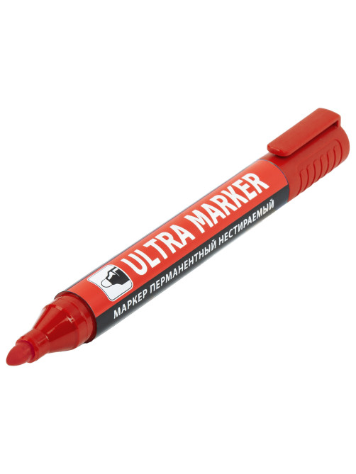Маркер перманентный ULTRA MARKER, КРАСНЫЙ, 3,5 мм, с клипом, BRAUBERG, 152205