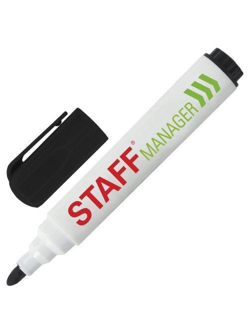 Маркер стираемый для белой доски ЧЕРНЫЙ, STAFF 