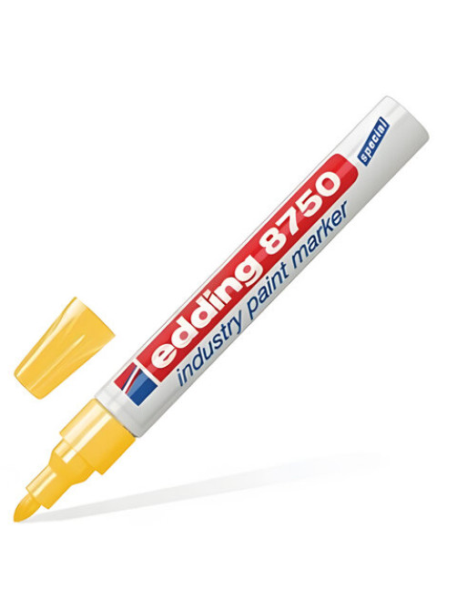 Маркер-краска лаковый (paint marker) EDDING 8750, ЖЕЛТЫЙ, 2-4 мм, круглый наконечник, алюминиевый корпус, Е-8750/5