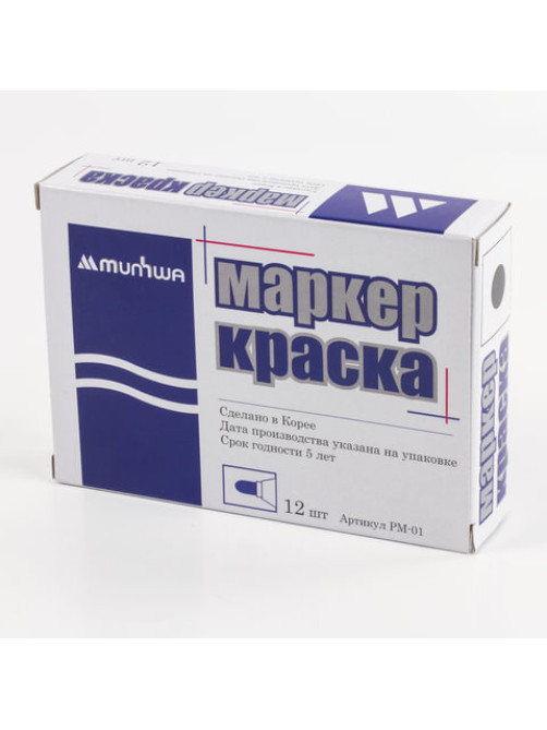 Маркер-краска лаковый (paint marker) MUNHWA, 4 мм, ЧЕРНЫЙ, нитро-основа, алюминиевый корпус, PM-01