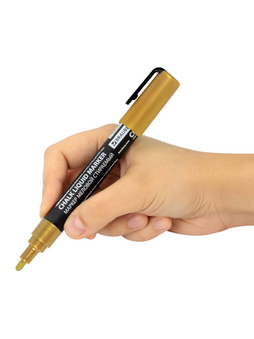 Маркер меловой CHALK LIQUID MARKER, ЗОЛОТИСТЫЙ, 3 мм, стираемый, BRAUBERG 