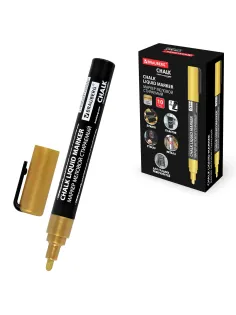 Маркер меловой CHALK LIQUID MARKER, ЗОЛОТИСТЫЙ, 3 мм, стираемый, BRAUBERG 