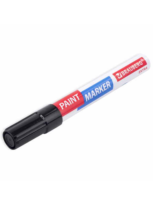 Маркер-краска лаковый EXTRA (paint marker) 4 мм, ЧЕРНЫЙ, УСИЛЕННАЯ НИТРО-ОСНОВА, BRAUBERG, 151979