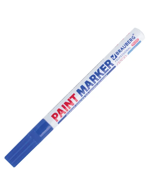 Маркер-краска лаковый (paint marker) 2 мм, СИНИЙ, НИТРО-ОСНОВА, алюминиевый корпус, BRAUBERG PROFESSIONAL PLUS, 151441