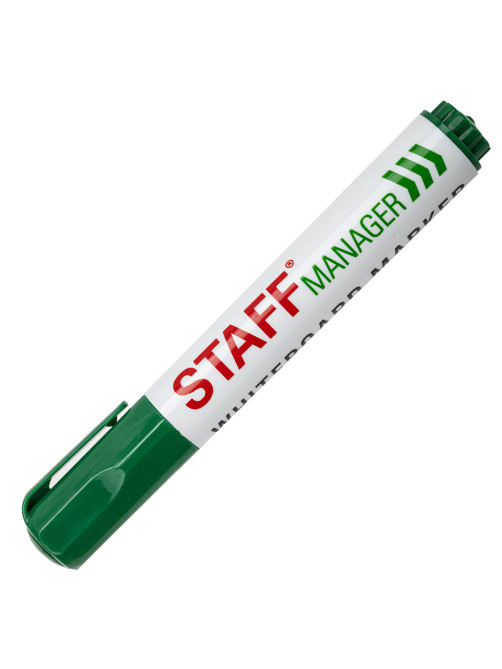 Маркер стираемый для белой доски ЗЕЛЕНЫЙ, STAFF 
