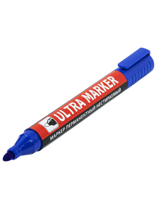 Маркер перманентный ULTRA MARKER, СИНИЙ, 3,5 мм, с клипом, BRAUBERG, 152206