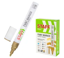 Маркер-краска лаковый (paint marker) 2-4 мм, ЗОЛОТИСТЫЙ, НИТРО-ОСНОВА, STAFF PROFIT, для любых поверхностей, 152579