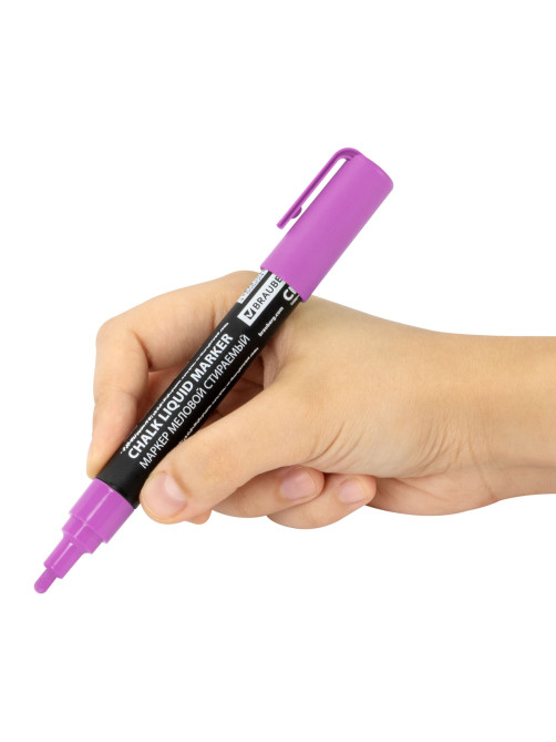 Маркер меловой CHALK LIQUID MARKER, ФИОЛЕТОВЫЙ, 3 мм, стираемый, BRAUBERG 