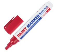 Маркер-краска лаковый (paint marker) 6 мм, КРАСНЫЙ, НИТРО-ОСНОВА, BRAUBERG PROFESSIONAL PLUS EXTRA, 151452